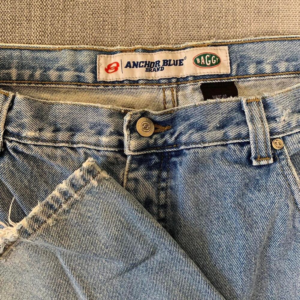Y2K Anchor blue Baggy Faded Denim Jeans